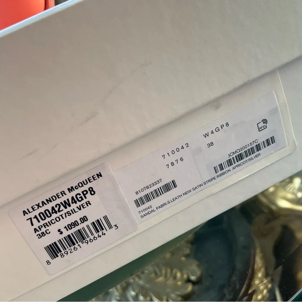 FINAL SALE🤍ALEXANDER MCQUEEN apricot satin heeled sandals ❤️ - Picture 15 of 16